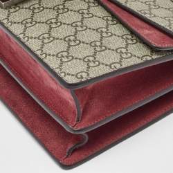 Gucci Beige/Burgundy GG Supreme Canvas and Suede Dionysus Blooms Shoulder Bag