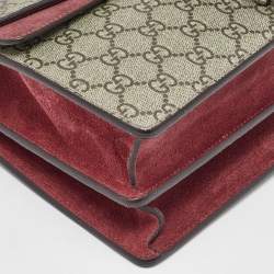 Gucci Beige/Burgundy GG Supreme Canvas and Suede Dionysus Blooms Shoulder Bag
