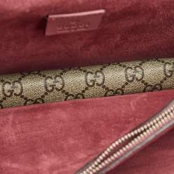 Gucci Beige/Burgundy GG Supreme Canvas and Suede Dionysus Blooms Shoulder Bag