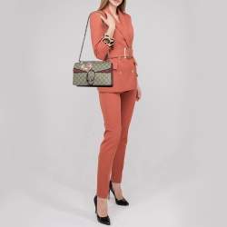 Gucci Beige/Burgundy GG Supreme Canvas and Suede Dionysus Blooms Shoulder Bag