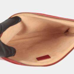 Gucci Red Leather Small GG Marmont Pouch