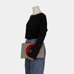 Gucci GG Supreme Canvas Mystic Cat Embroidery Clutch