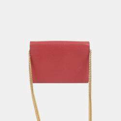 Gucci Red Leather GG Marmont Chain Shoulder Bag