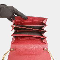 Gucci Red Leather GG Marmont Chain Shoulder Bag