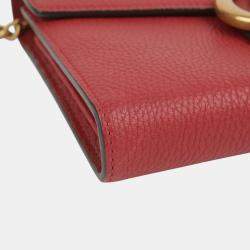 Gucci Red Leather GG Marmont Chain Shoulder Bag
