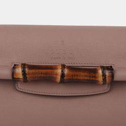 Gucci Pink Leather Bamboo Flap Clutch Bag