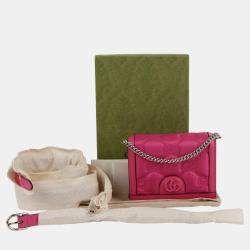 Gucci Pink Nylon Calfskin Enamel GG Matelasse Mini Chain Bag 