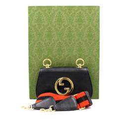 Gucci Black Leather Interlocking G Logo Blondie Bag
