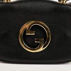 Gucci Black Leather Interlocking G Logo Blondie Bag