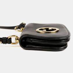 Gucci Black Leather Interlocking G Logo Blondie Bag