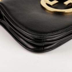 Gucci Black Leather Interlocking G Logo Blondie Bag