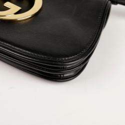 Gucci Black Leather Interlocking G Logo Blondie Bag
