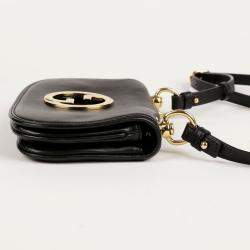 Gucci Black Leather Interlocking G Logo Blondie Bag