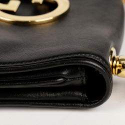 Gucci Black Leather Interlocking G Logo Blondie Bag