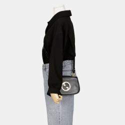 Gucci Black Leather Interlocking G Logo Blondie Bag