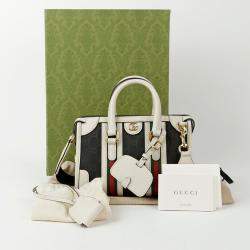 Gucci GG Canvas with Leather Mini Double G Web Top Handle Bag 