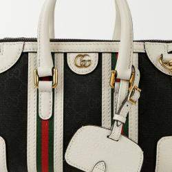 Gucci GG Canvas with Leather Mini Double G Web Top Handle Bag 