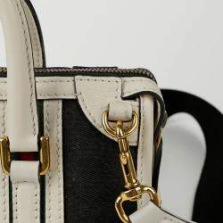 Gucci GG Canvas with Leather Mini Double G Web Top Handle Bag 