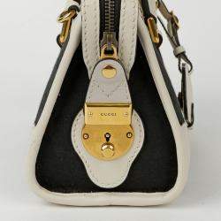 Gucci GG Canvas with Leather Mini Double G Web Top Handle Bag 