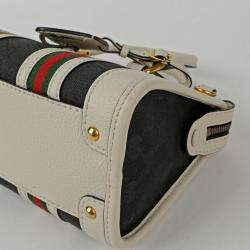 Gucci GG Canvas with Leather Mini Double G Web Top Handle Bag 