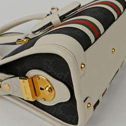 Gucci GG Canvas with Leather Mini Double G Web Top Handle Bag 