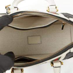 Gucci GG Canvas with Leather Mini Double G Web Top Handle Bag 