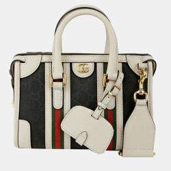 Gucci GG Canvas with Leather Mini Double G Web Top Handle Bag 