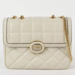 Gucci Small Off-White Leather Deco Shoulder Bag