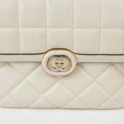 Gucci Small Off-White Leather Deco Shoulder Bag