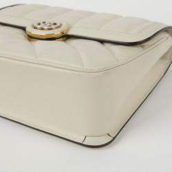 Gucci Small Off-White Leather Deco Shoulder Bag