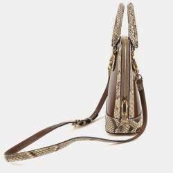 Gucci Small Brown Leather Python Trim Horsebit 1955 Top Handle Bag
