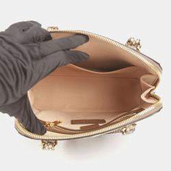 Gucci Small Brown Leather Python Trim Horsebit 1955 Top Handle Bag