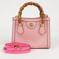 Gucci Pink Leather Mini Diana Bamboo Tote Bag