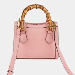 Gucci Pink Leather Mini Diana Bamboo Tote Bag