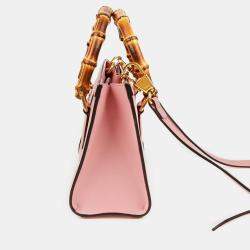 Gucci Pink Leather Mini Diana Bamboo Tote Bag