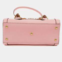 Gucci Pink Leather Mini Diana Bamboo Tote Bag