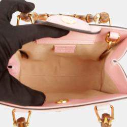 Gucci Pink Leather Mini Diana Bamboo Tote Bag