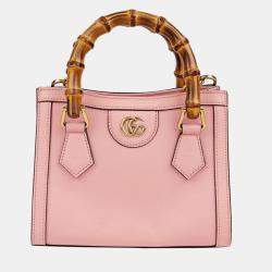 Gucci Pink Leather Mini Diana Bamboo Tote Bag