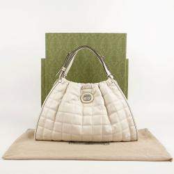 Gucci Medium White Leather Deco Tote Bag