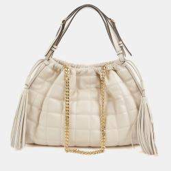 Gucci Medium White Leather Deco Tote Bag