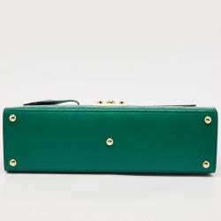 Pre Owned Gucci Green Guccissima Leather Medium Padlock Top Handle Bag