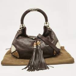 Pre Owned Gucci Dark Brown Guccissima Leather Medium Indy Hobo