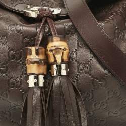 Pre Owned Gucci Dark Brown Guccissima Leather Medium Indy Hobo