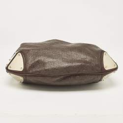 Pre Owned Gucci Dark Brown Guccissima Leather Medium Indy Hobo