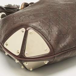 Pre Owned Gucci Dark Brown Guccissima Leather Medium Indy Hobo