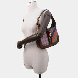 GucciBrown/Multicolor GG Supremecanvas Leather Jackie 1961 Geometric Print Small Shoulder Bag 