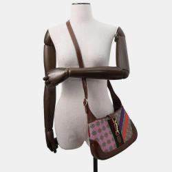 GucciBrown/Multicolor GG Supremecanvas Leather Jackie 1961 Geometric Print Small Shoulder Bag 