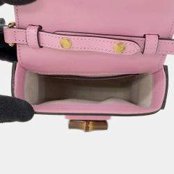 Gucci Pink Leather Bamboo Shoulder Bag