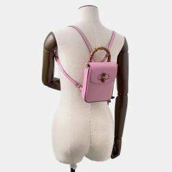 Gucci Pink Leather Bamboo Shoulder Bag