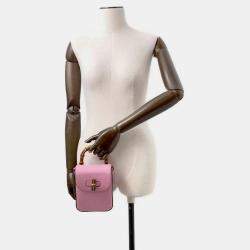 Gucci Pink Leather Bamboo Shoulder Bag